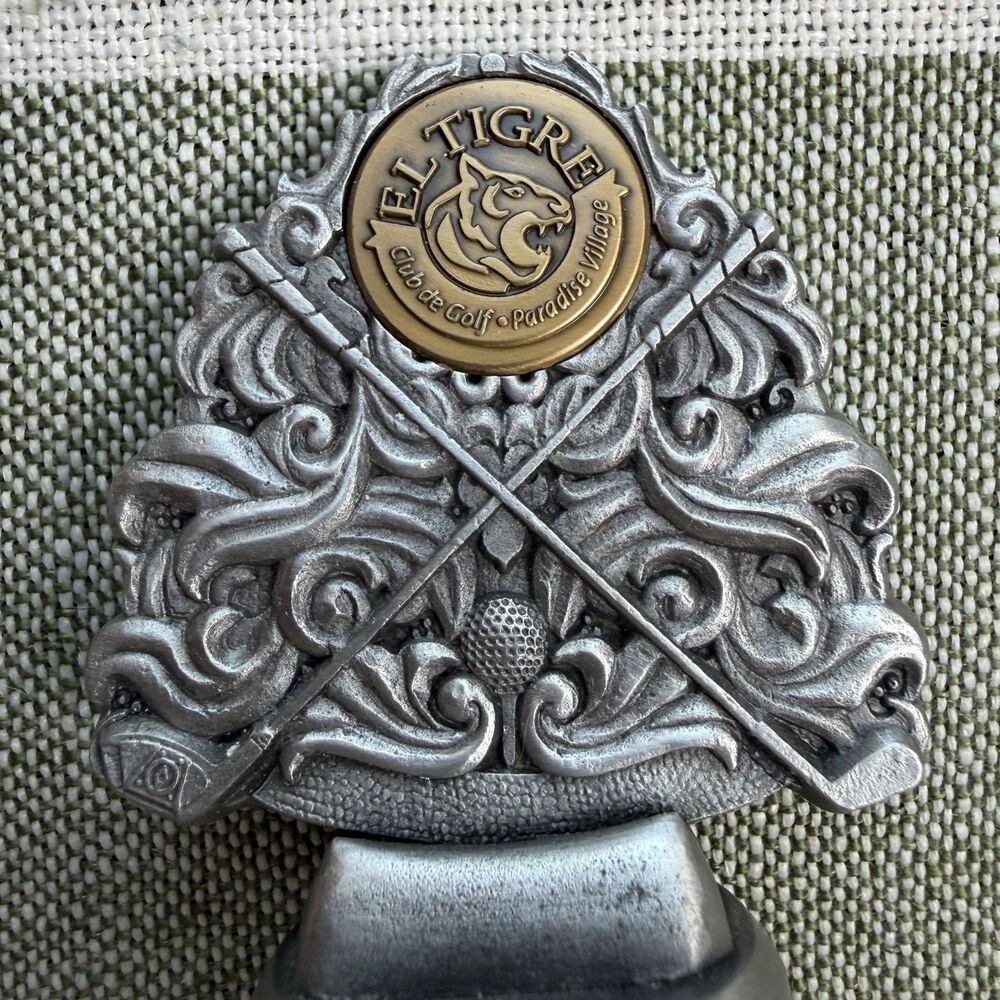 Carved Pewter Golf Theme Wine Bottle Stopper El Tigre Course